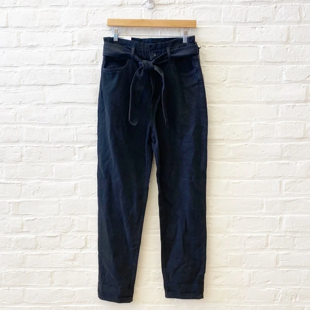 Joe's Jeans || Brinkley High-Rise Paperbag Straight Jeans Belted Black 28‎ NWT
